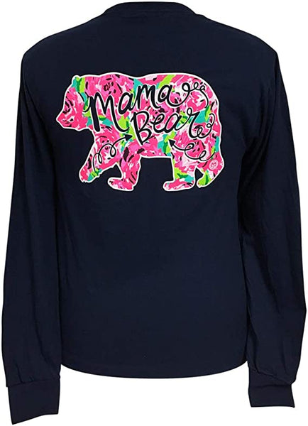 Girlie Girl Originals Mama Bear floral Navy T-Shirt Jersey