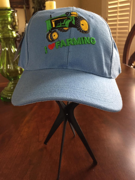 I Love Farming Baseball Cap Hat Blue Adjustable